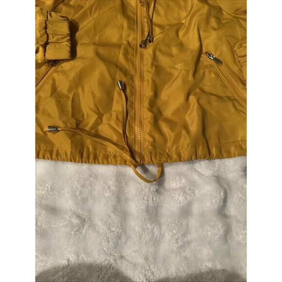 Ci Sono Women’s Medium Yellow Rain Jacket Windbreaker Lightweight Mustard Zipper - Picture 3 of 12